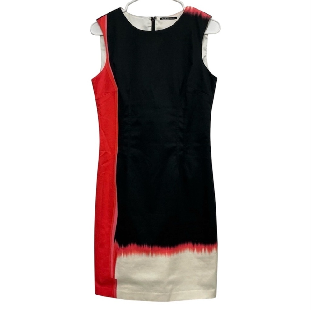 Elie Tahari Sleeveless Colorblock Sheath Dress Black Red White
